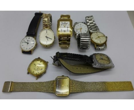Eight wristwatches including Timex and Rotary