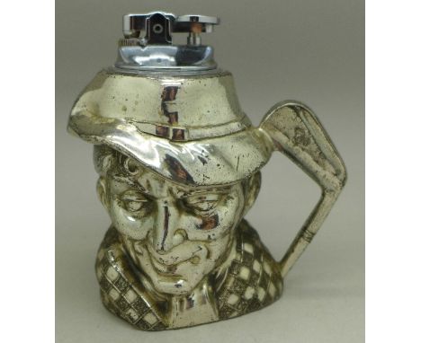 A novelty table lighter in the form of a golfer