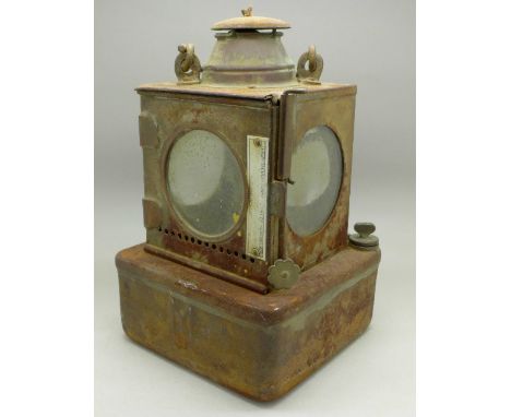 A railway lamp, Welch Patent, marked BR(E) and M