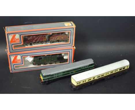 Railway OO Gauge - two Lima locomotives; one GWR autocoach; one Tri-ang