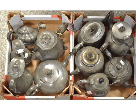 A Victorian EPBM teapot; others, pewter, James Dixon and others; quantity