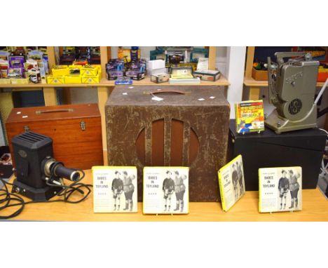 A Specto Ltd, Windsor cinefilm projector, cased;  a Aldis projector, cased;  a GB Equipments large speaker;  Super 8 projecto