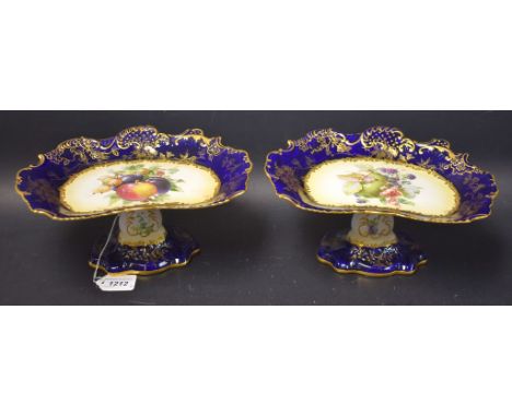 A pair of pedestal fruit dishes, Hammersley & Co crown mark, R No 248327/4938