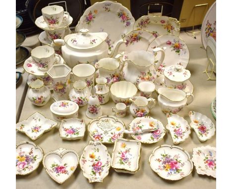 Royal Crown Derby - a Posie pattern table service, including teapot, cups, saucer, milk and cream jugs, butter dishes, vases,