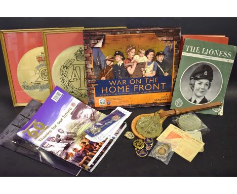 Military - ATS Interest - badges, various, horse brass, mounted on leather, compact; other military ephemeral including motor