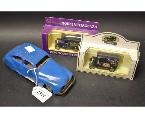 A tin plate Chad Valley car; two others (3)