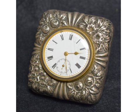 A silver cased desk top clock, Birmingham 1897