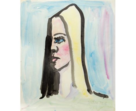 Sven BERLIN (1911-1999) Portrait of Julia, 1975/6 Watercolour and ink, signed and dated '75-6, 57 x 49cmThis watercolour appe