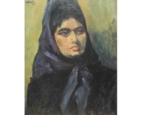 Alfred Aaron WOLMARK (1877-1961) Portrait (1957) Oil on board, signed and dated '57, 50 x 39cm, 56 x 46cm framed.