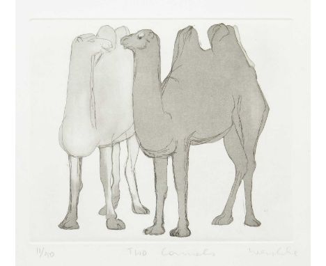 Karl WESCHKE (1925-2005) Two Camels (1994) Etching, signed and inscribed, numbered 11/50, plate size 23 x 27cm, 50 x 52.5cm f