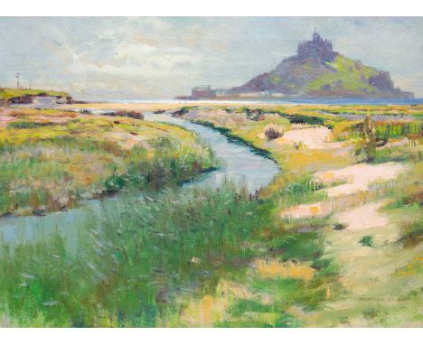 Robert Borlase SMART (1881-1947) St Michael's Mount From Marazion Marshes  Oil on canvas, signed, labels to verso, 45 x 61cm,