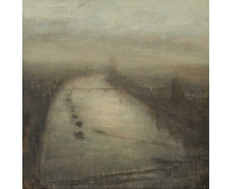 Benjamin R. WARNER (1970) Misty Thames Oil on canvas, signed, 102 x 102cm, framed 121 x 121cmOverall this work is in excellen
