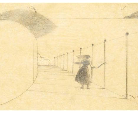 Andrew LANYON (1947) Sketch for 'Girl with Stick' (2022) Graphite on paper, signed, inscribed and dated 2022 to verso, 18 x 2