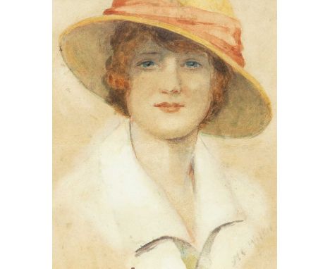 Henry Charles WILKIE (1864-1925) Summer Portrait  Watercolour, signed, 20 x 17cm