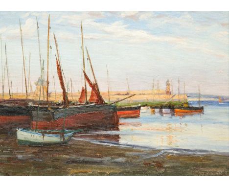 James Hiley MILNER (1869-1954) Falling Tide, St Ives Harbour (1910) Oil on canvas board, signed, inscribed 'St Ives' and date