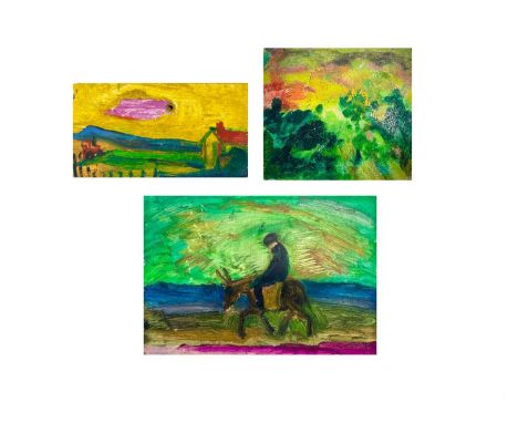 Sven BERLIN (1911-1999) Three works   New Forest, 1959, oil on board, monogrammed and dated '59 to verso, 12 x 13cmRed Tracto