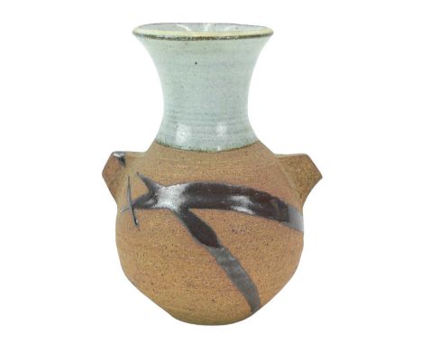 Janet LEACH (1918-1997) Lugged Vase  Stoneware, impressed personal and Leach Pottery seals to base, height 18cm.Good conditio