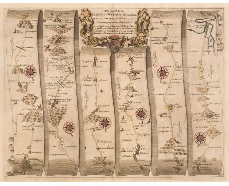Ogilby (John). Four Strip Road Maps. The Road from Bristol to Weymouth com. Dorset, The Road from Oxford to Salisbury com. Wi