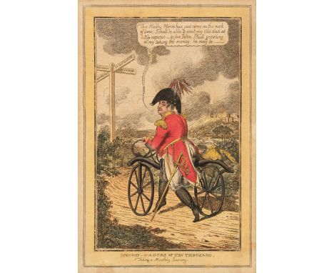 * Williams (Charles). Economy - or a Duke of Ten Thousand, Taking a Monthly Journey [1819], engraved caricature with bright c