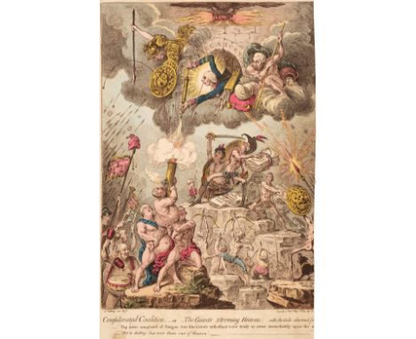 * Gillray (James). Confederated-Coalition;-or-The Giants storming Heaven, London: H. Humphreys, May 1st, 1804, etching on wov
