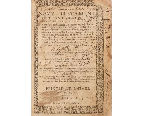 Bible [New Testament - English, Douai]. The New Testament of Jesus Christ, Translated Faithfully into English, out of the aut