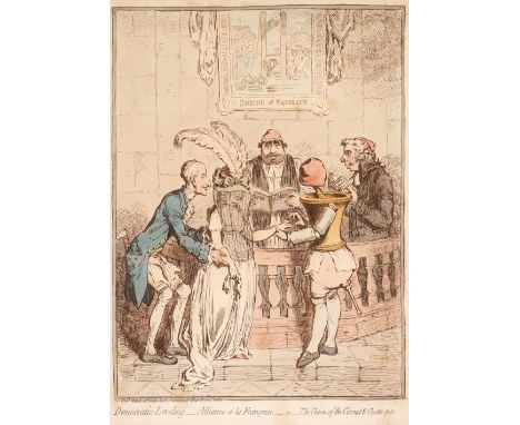 * Gillray (James). Democratic Levelling;- alliance a la Francoise;-or-the Union of the Coronet &amp; Clister-pipe, London: H.