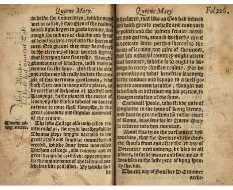 Stow (John). A Summarie of Englyshe Chronicles, conteynyng the true accompt of yeres, wherein every Kyng of this Realme of En