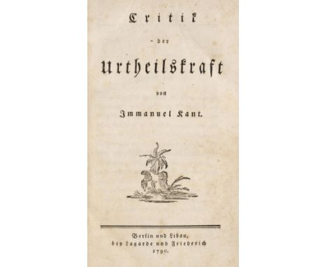 Kant (Immanuel). Critik der Urtheilskraft, 1st edition, Berlin and Libau: Lagarde and Friederich, 1790, title with woodcut de