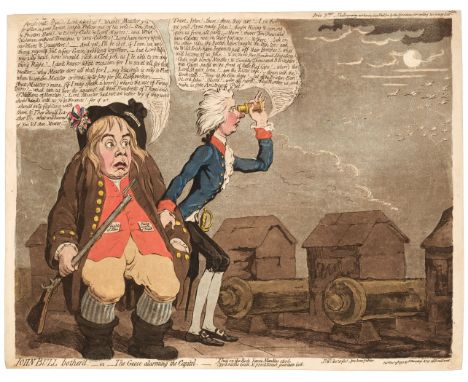 * Gillray (James). John Bull bother'd or The geese alarming the Capitol, London: H. Humphreys, December 19th, 1792, etching o