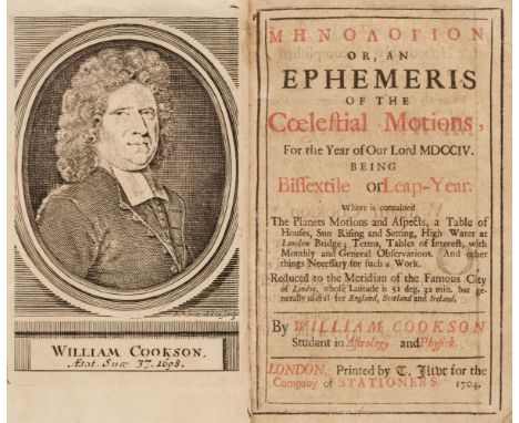 Queen Anne binding. Mēnologion, or, An Ephemeris of the Cœlestial Motions ... by William Cookson, Student in Astrology and P