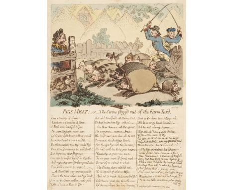 * Gillray (James, 1757-1815). Pigs Meat; or The Swine Floggd out of the Farm Yard, London: H. Humphreys, June 22nd, 1798, etc