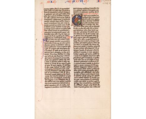* Illuminated leaf. An illuminated leaf from a Latin Bible, French, [possibly Paris?], late 13th century, manuscript in dark 