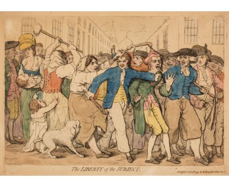 * Gillray (James). The Liberty of the Subject, published by H. Humphrey, Oct. 15th 1779, hand-coloured etching on laid, very 