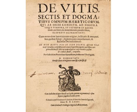 Du Préau (Gabriel). De vitis sectos et dogmatibus omnium haereticorum, qui ab orbe condito, ad nostra usque tempora, et veter