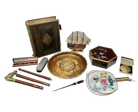 The Holy Bible, with a series of illustrations in chromo-lithograohy, together with a walking stick, wooden bowl and other co