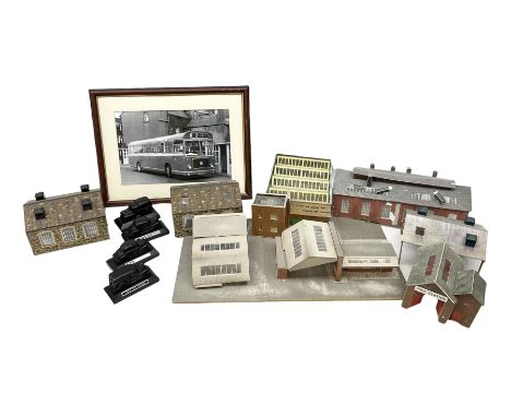 Quantity of model houses, framed print, coal E &amp; J Mining Memories Morris Minor figures etc