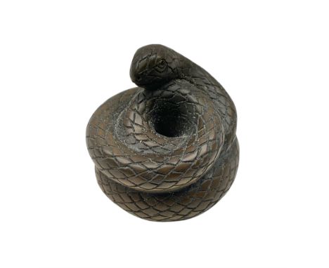 Netsuke in the form of a snake, signed to base