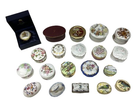 Two Crummles enamel trinket boxes to include William Wordsworth example and a larger example decorated with roses and other f