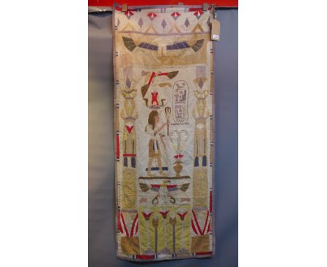 An Art Deco Egyptian revival sampler, 156cm x 61cm