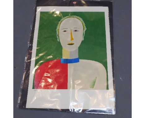 Kazimir Malevich (Russian,1878-1935), portrait of a female, screenprint, numbered in pencil 913/2000, blindstamped. H.60cm W.