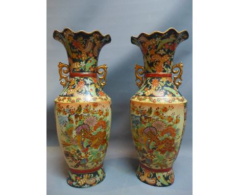 A pair of Chinese ceramic vase with floral decoration (a/f) H-60cm 