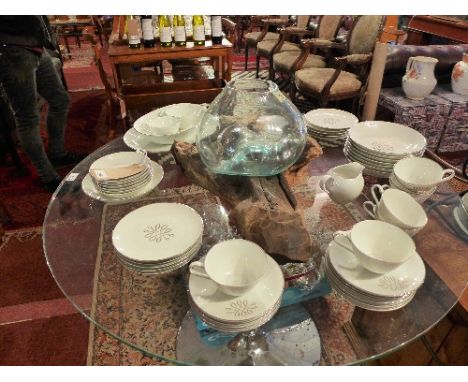A Heinrich West German porcelain hand painted part tea and dinner service, to include cups, saucers, small dishes, bowls, lar
