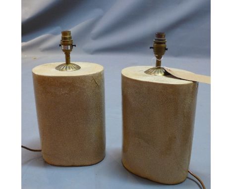 A pair of contemporary ceramic crackle glazed table lamps, H:36cm W:20cm D:13cm