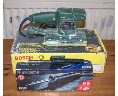 A Bosch sander and Parkside soldering iron