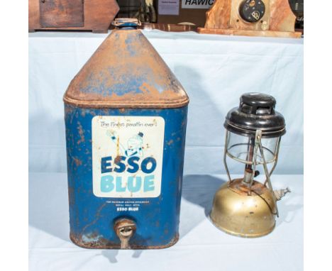  Vintage Esso Blue paraffin can and a Tilly lamp