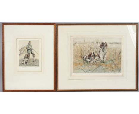 HENRY WILKINSON (1921-2011)Spaniels in cover,coloured etchingsigned in pencil, numbered 79/20025cm x 34cm plateand another of