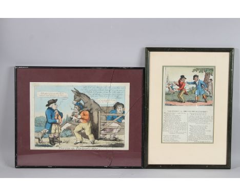 GEORGE CRUIKSHANK 'Sam Snatch' hand coloured etched broadside 27cm x 17.5cm and another satirical caricature, 'Nautical Exper