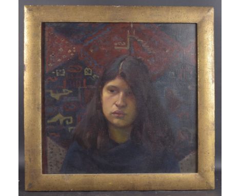 JANE BOND (b.1939) Head and shoulder portrait of a model when a student at Royal Academy oil on canvas 54cm x 56cm