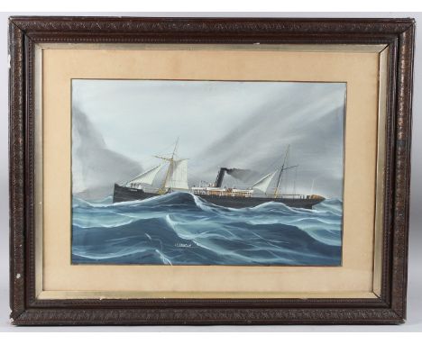 MARITIME SCHOOL (LATE 19TH EARLY 20TH CENTURY) Portrait of the steamship SS Franclin, watercolour gouache, 38cm x 56cm