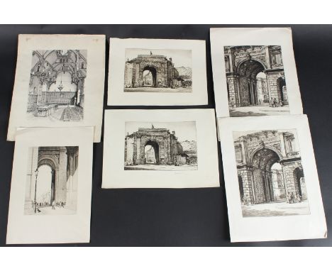 GRAHAM CLILVERD (1883-1959) Archway leading to the Royal Academy, London etching, 26cm x 20cm, two other etchings of Archways